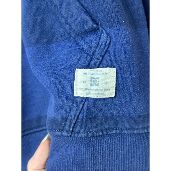 Vintage DC Shoes Blue Rebel Stripe Men's Hoodie Sweatshirt Medium - Picture 3 of 10